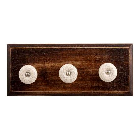 Cream Crackle Handmade Ceramic Wooden Hooks